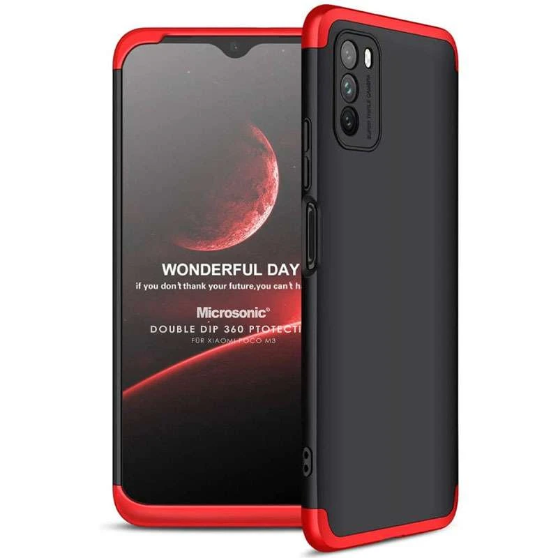 

Чохол із захистом 360 градусів GKK на Xiaomi Poco M3 (Чорний / Червоний)