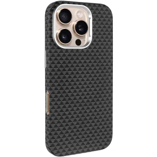 Чохол TPU+PC KVZV Triangular Pattern with Magnetic Fit для Apple iPhone 16 Pro — Black