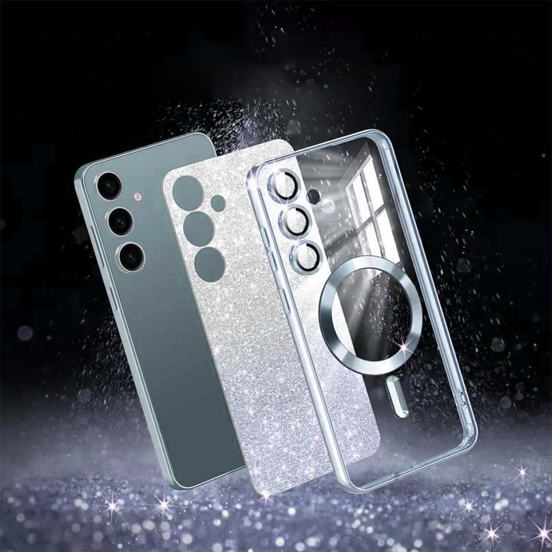 Чехол с блесками, защитными линзами на камеру и MagSafe для Samsung Galaxy S26 – Серый / Lavender Gray. Фото 2 из 4