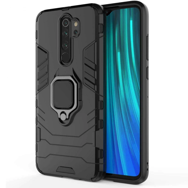 Протиударний чохол Transformer з кільцем на Xiaomi Redmi Note 8 Pro – Чорний / Soul Black. Фото 2 з 6