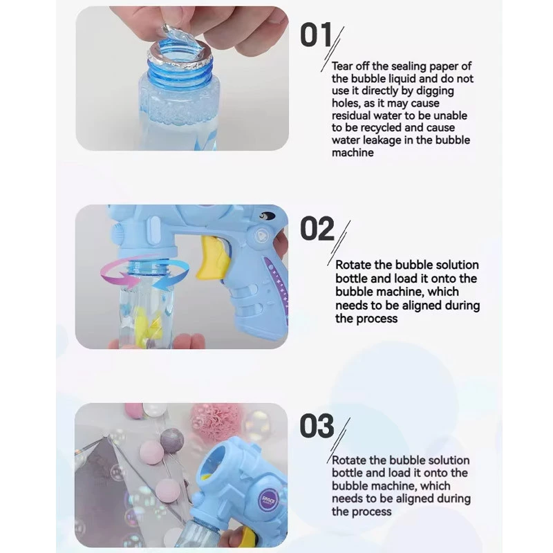 Пістолет з мильними бульбашками Space Bubble Gun (1 bottle - 50ml) – Blue. Фото 6 з 7