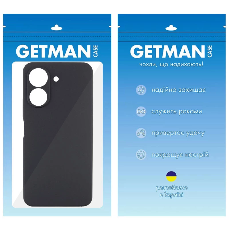 Кольоровий силіконовий чохол GETMAN на Xiaomi Poco C65 – Чорний / Black. Фото 11 з 12