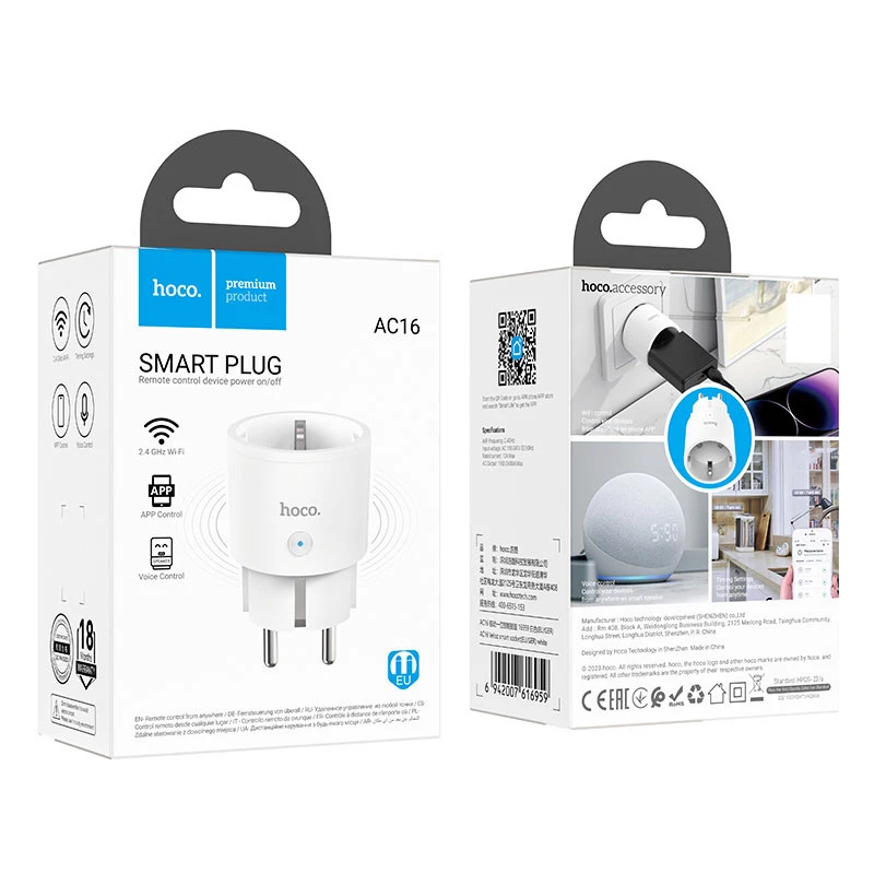 МЗП Hoco AC16 Veloz smart socket – White. Фото 6 з 8