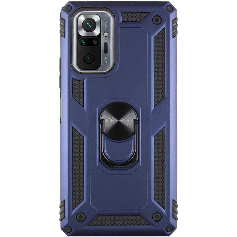 Протиударний чохол Serge Ring з кільцем на Xiaomi Redmi Note 10 Pro – Темно-синій. Фото 3 з 8