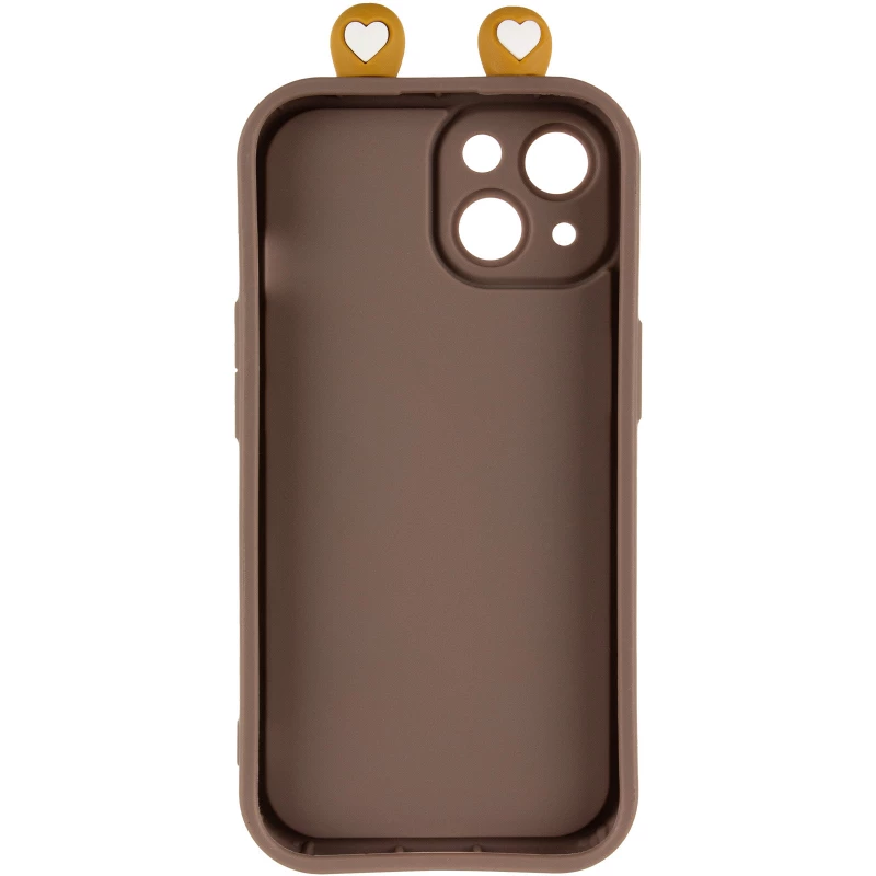 Силиконовый чехол Funny Toys with Ears для Apple iPhone 15 (6.1") – Brown. Фото 4 из 6