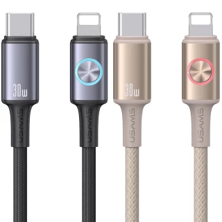 Дата кабель Usams US-SJ753 With Colorful Light Huan Ser. Type-C to Lightning 30W (1.2m) фото 1 з 1