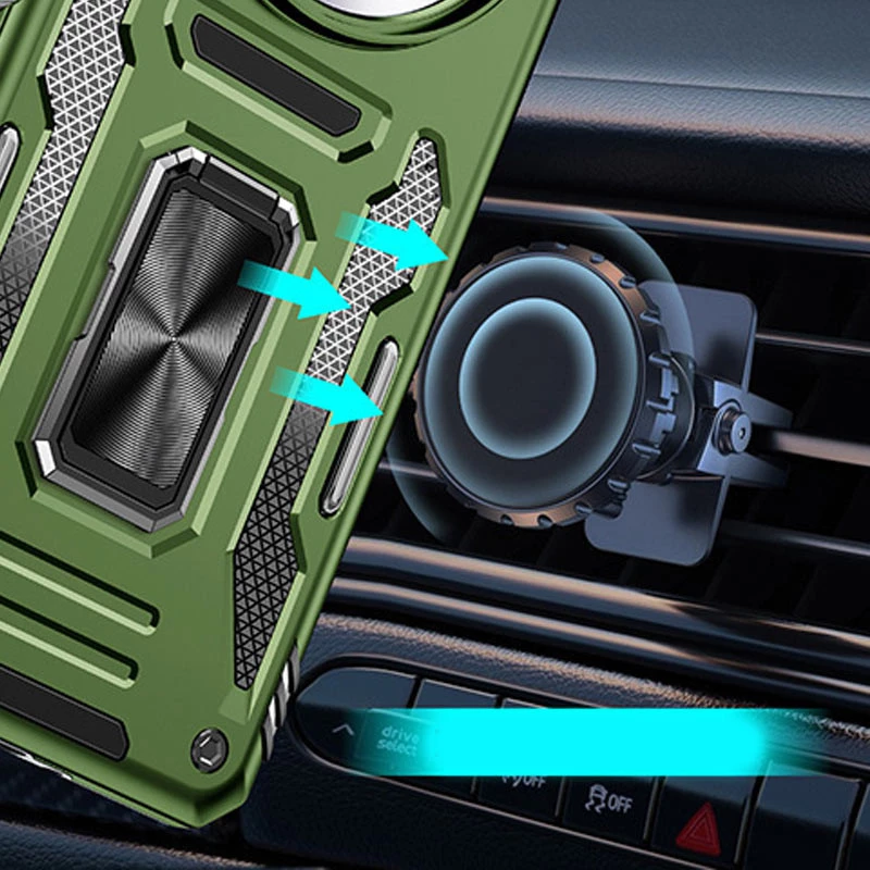 Ударостійкий чохол Square Ring зi шторкою на камеру на Xiaomi Redmi Note 14 4G (Int. version) – Оливковий / Army Green. Фото 2 з 2