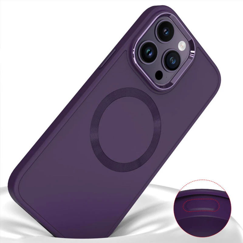 TPU чехол Bonbon с металлическими кнопками та MagSafe на Apple iPhone 16 Pro – Фиолетовый / Dark Purple. Фото 13 из 19