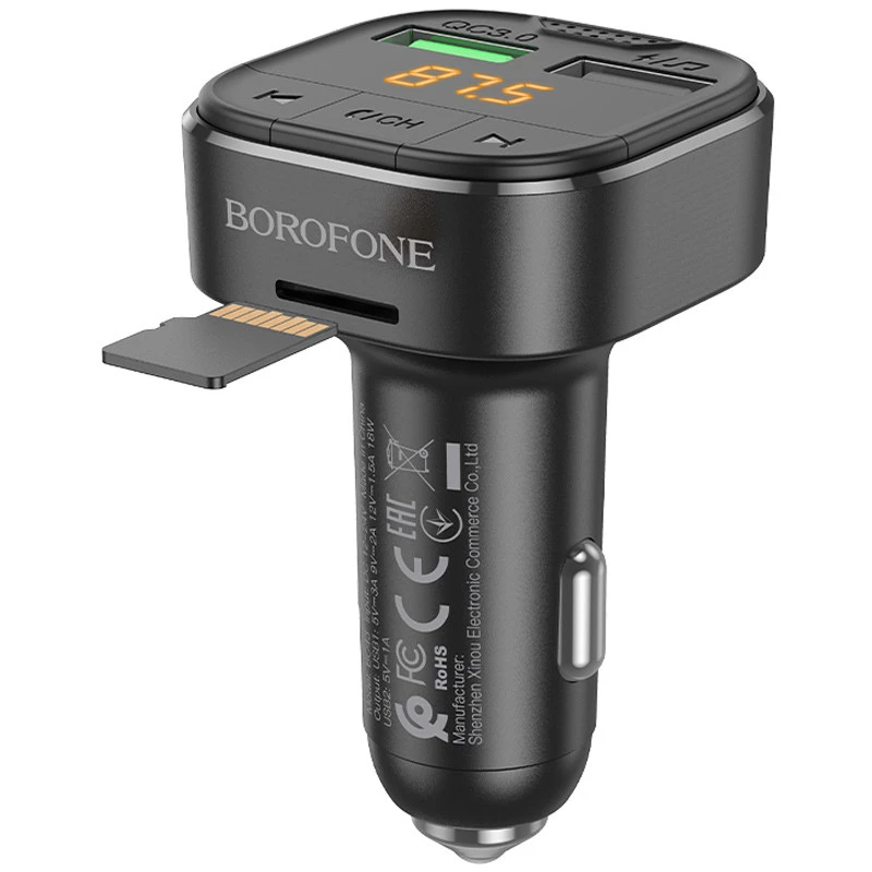 АЗУ FM модулятор Borofone BC43 Flash QC3.0 – Black. Фото 3 из 8