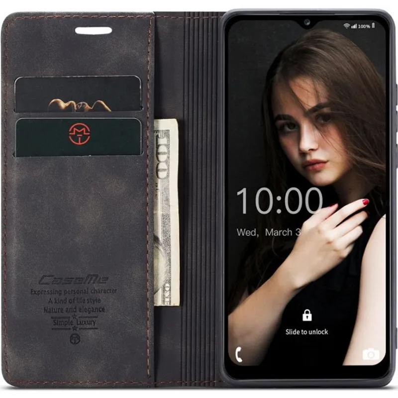Кожаный чехол-книжка CaseMe Velvet Nubuck для Samsung Galaxy A24 4G – Black. Фото 2 из 5