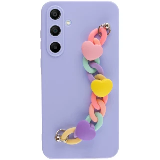 Чехол Heart с цепочкой для Samsung Galaxy A55 — Lilac Blue