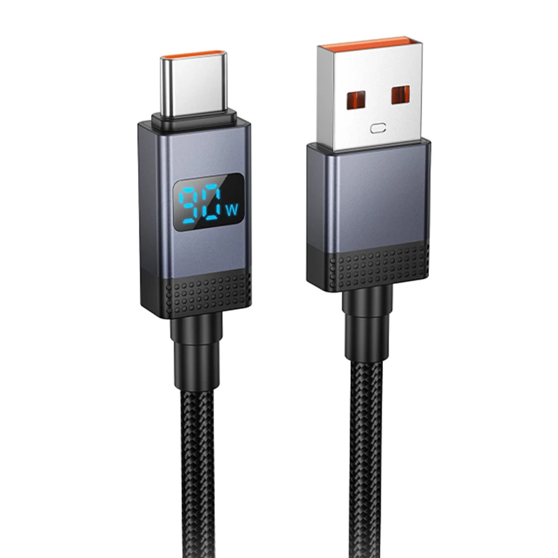 Дата кабель Hoco X118 Generous with display USB to Type-C 5A (1m) – Black. Фото 1 из 6