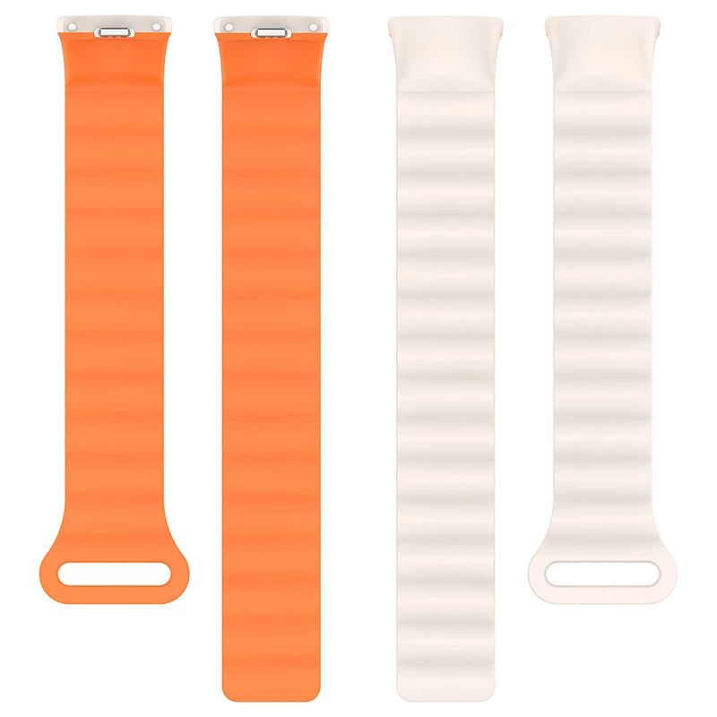 Ремінець Dual-color Magnetic для Xiaomi Mi Band 9/8 – White / Orange. Фото 7 з 9