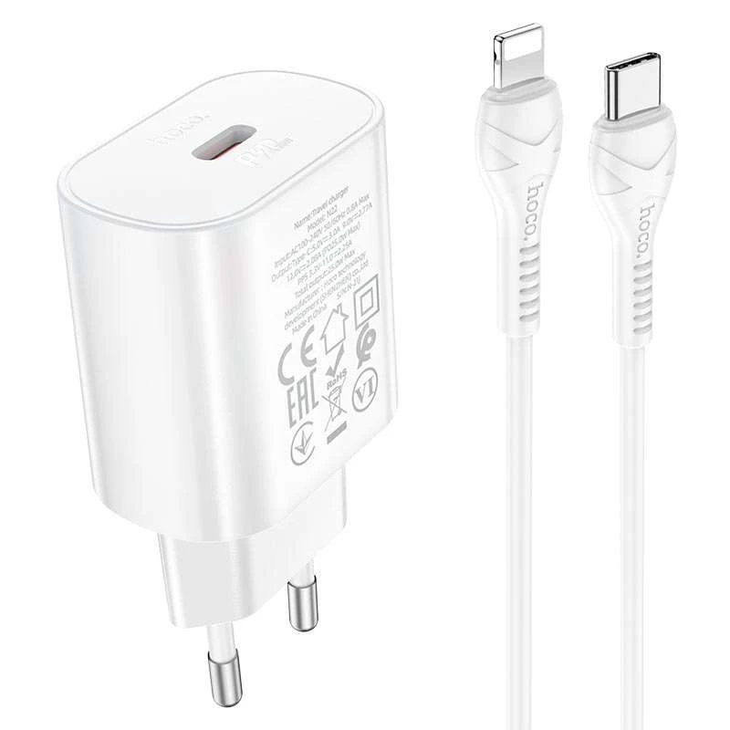 

СЗУ Hoco N22 Jetta PD25W + Type-C to Lightning (Белый), Білий