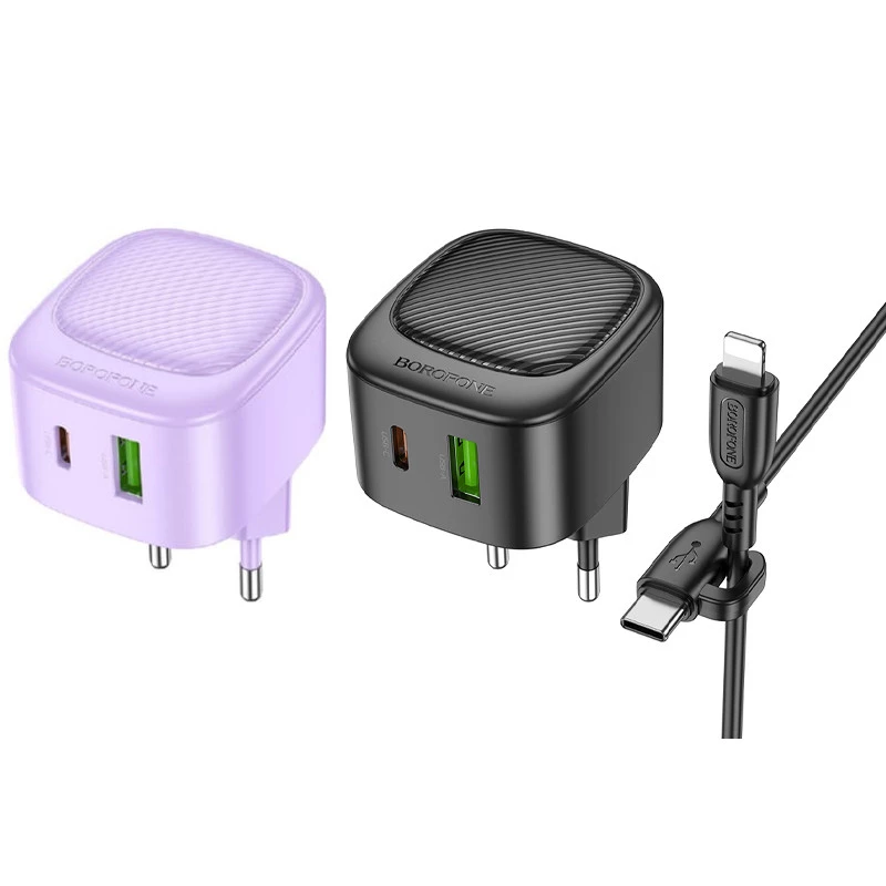 МЗП Borofone BAS22A Fortune PD20W+QC3.0 (1C1A) + Type-C to Lightning фото 1 з 2