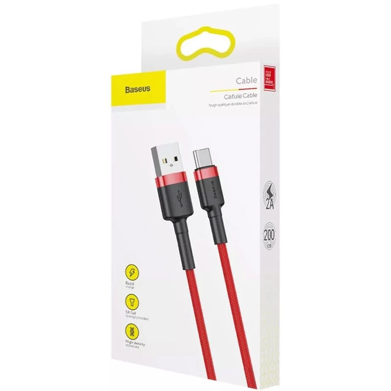 Дата кабель Baseus Cafule Type-C Cable 2A (2m) – Красный. Фото 6 из 6