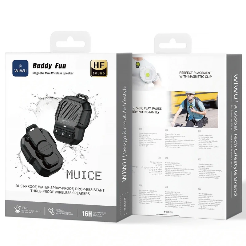 Bluetooth Колонка WiWU SPK-001 Buddy Fun with Magnetic Clip – Black. Фото 2 з 5