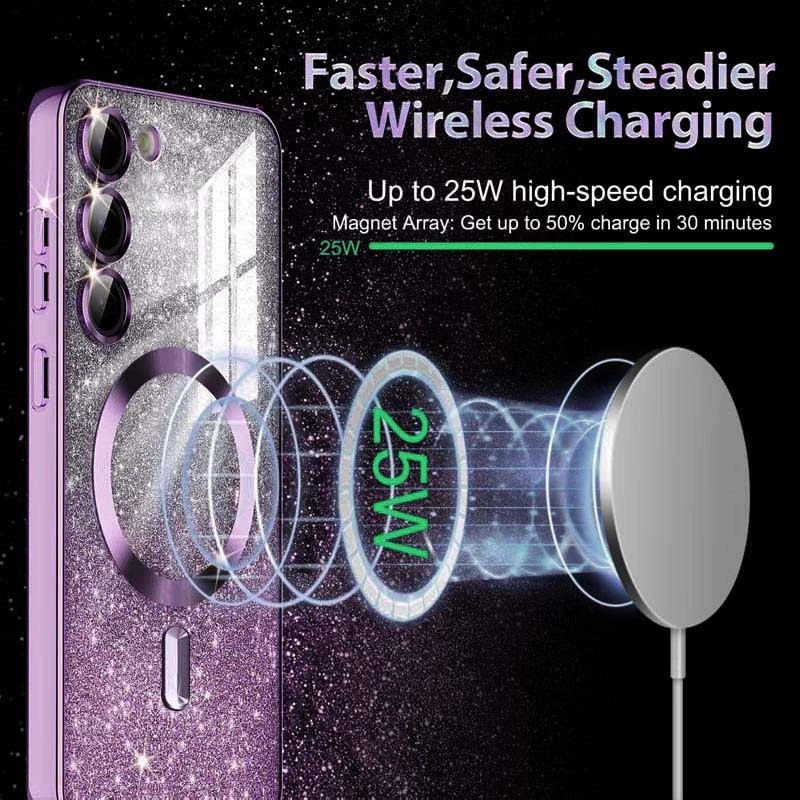 Чохол з блискітками, захисними лінзами на камеру та MagSafe на Samsung Galaxy S20 FE – Фіолетовий / Deep Purple. Фото 2 з 3