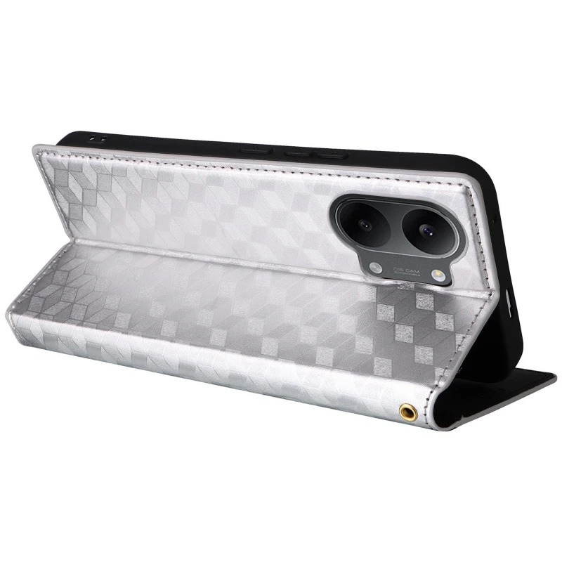Кожаный чехол-книжка Rhombus Book для Xiaomi Poco X8 Pro Max – silver. Фото 6 из 7