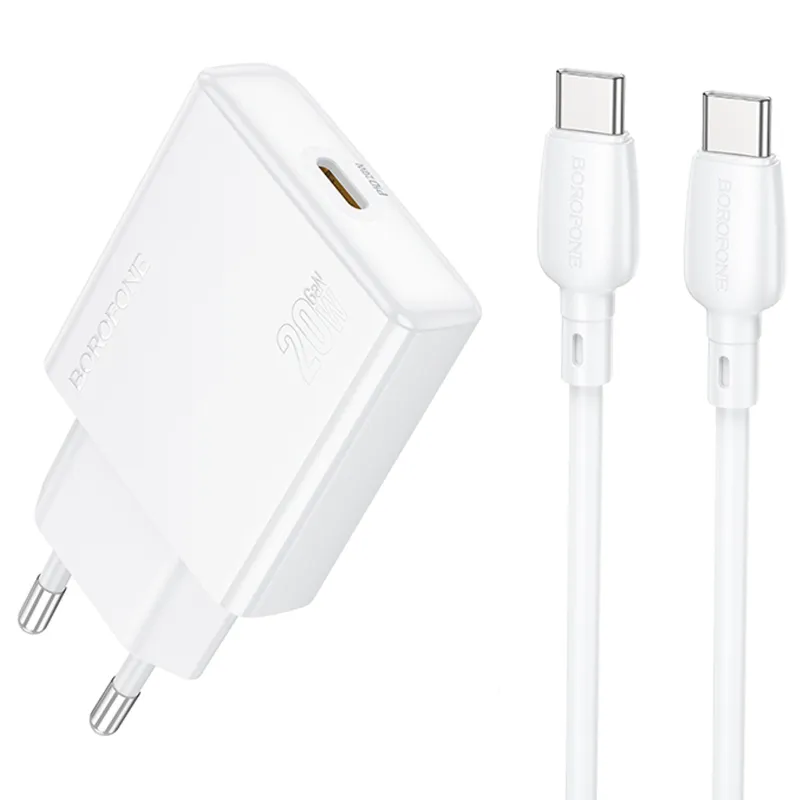 МЗП Borofone BN23 Wish PD20W (1USB-C) + кабель Type-C to Type-C фото 1 з 1