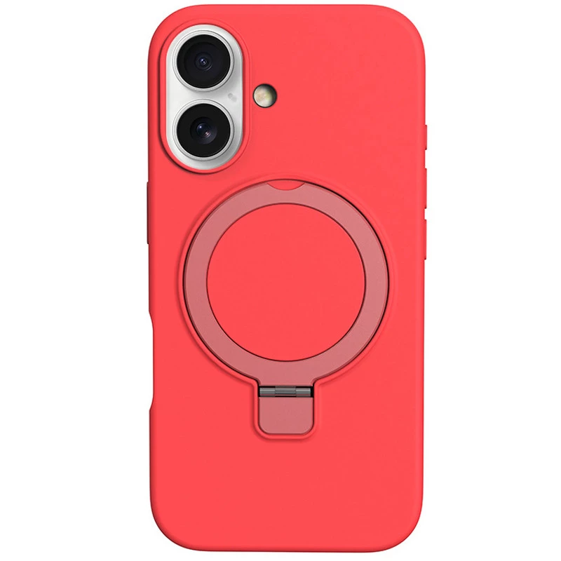 Силиконовый чехол Full Protective с кольцом-держателем (без логотипа) Apple iPhone 16 – Red. Фото 2 из 4