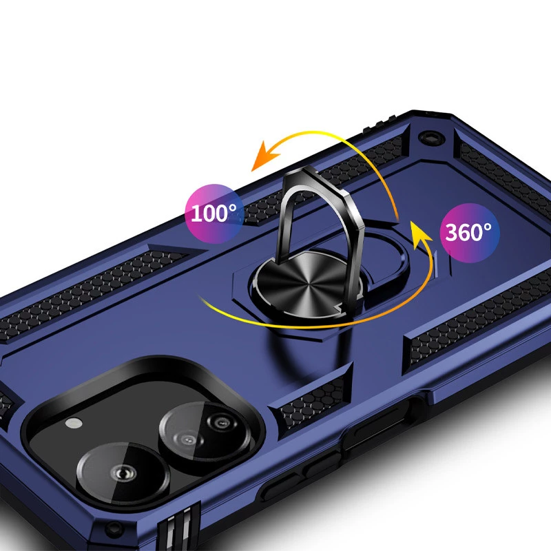 Протиударний чохол Serge Ring з кільцем на Xiaomi Redmi 13C – Темно-синій. Фото 2 з 4