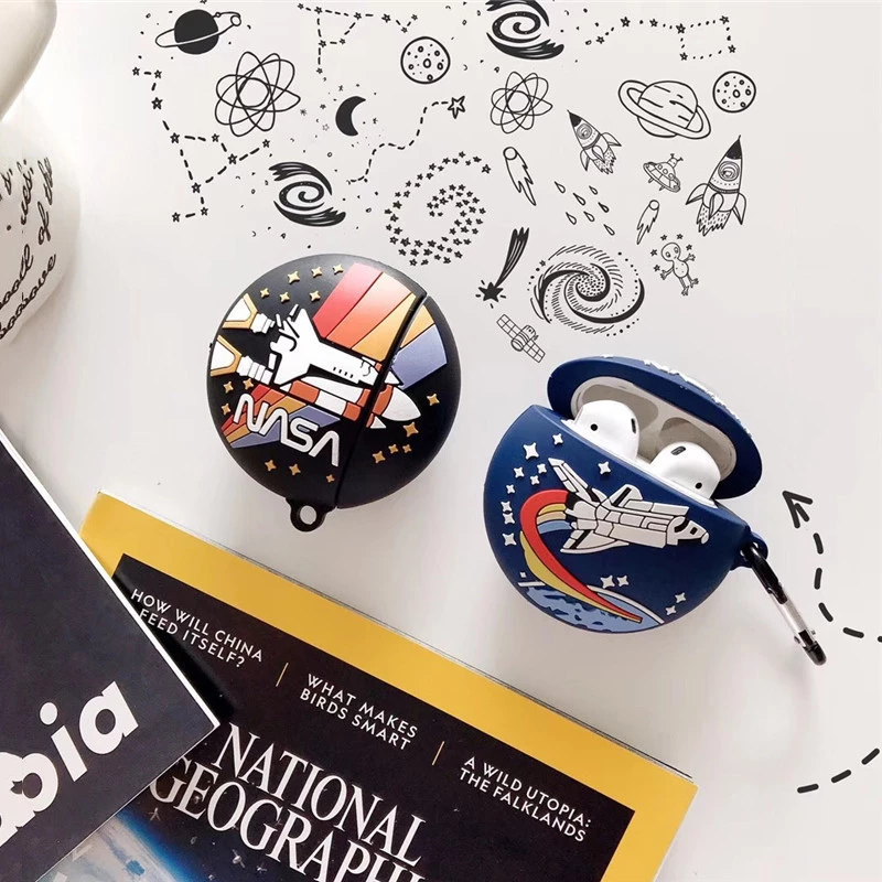 Силиконовый футляр Nasa Rocket Circle series для наушников AirPods – Черный. Фото 3 из 3