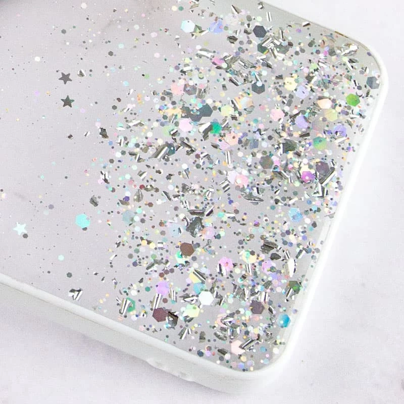 Чохол з блискітками та захистом камери на Xiaomi Redmi 12C / Poco C55 – Білий. Фото 3 з 7