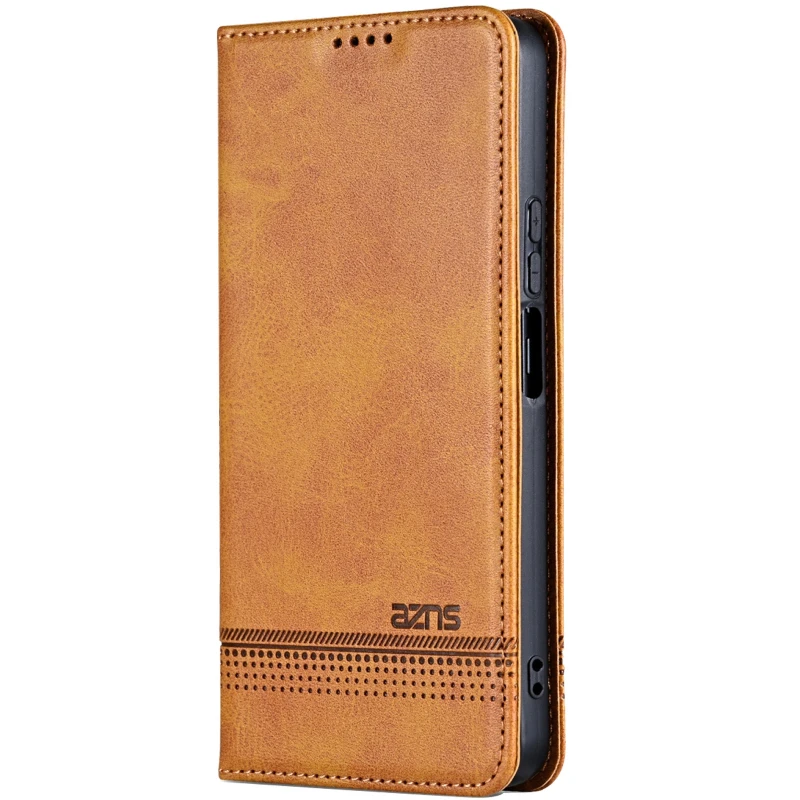 Шкіряний чохол-книжка AZNS Classic series для Xiaomi Redmi 15 (EU) – Light Brown. Фото 1 з 4