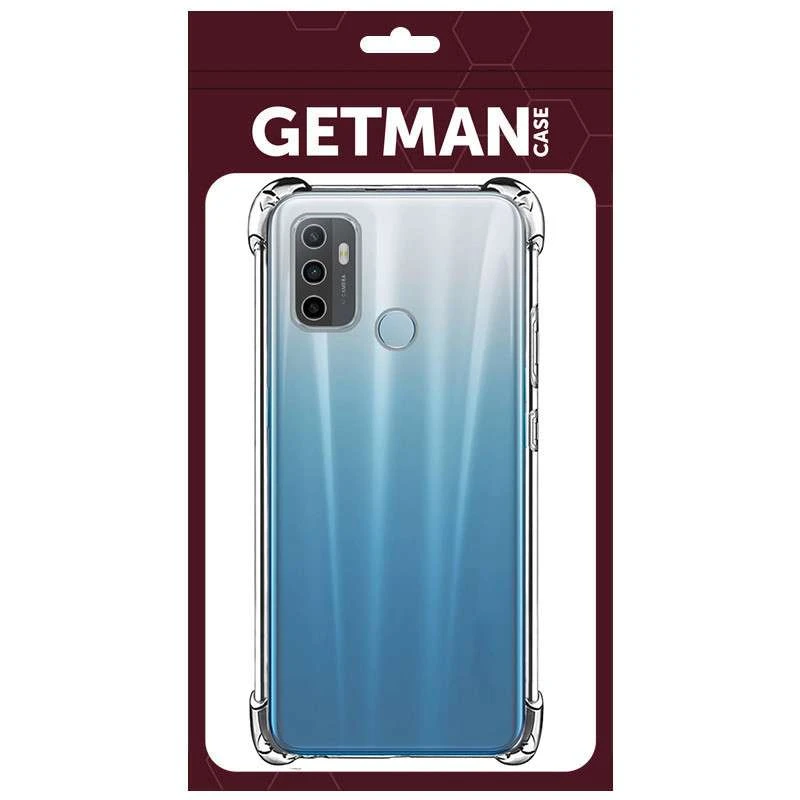 Ультратонкий силіконовий чохол GETMAN з критими бортами на Oppo A53 / A32 / A33 – Безбарвний (прозорий). Фото 3 з 4