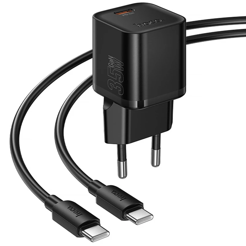 СЗУ Hoco N66 Ingenious PD35W (1USB-C) + кабель Type-C to Type-C – Black. Фото 3 из 5