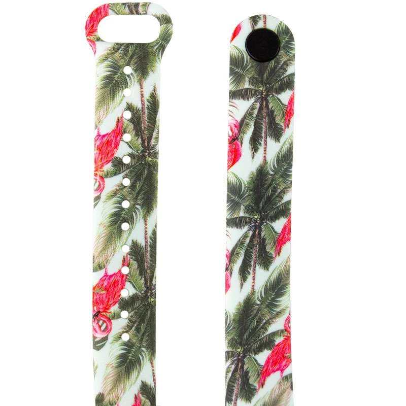 Силіконовий ремінець з малюнком для Xiaomi Mi Band 6 – Пальми / Білий. Фото 2 з 3