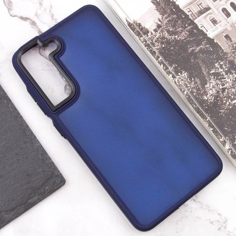 Чехол TPU+PC Lyon Frosted на Samsung Galaxy S21 FE – Синий / Navy Blue. Фото 5 из 7