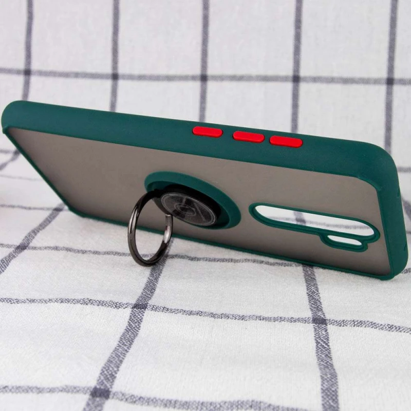 Чохол з металевим кільцем-тримачем на Xiaomi Redmi Note 8 Pro – Зелений. Фото 4 з 4