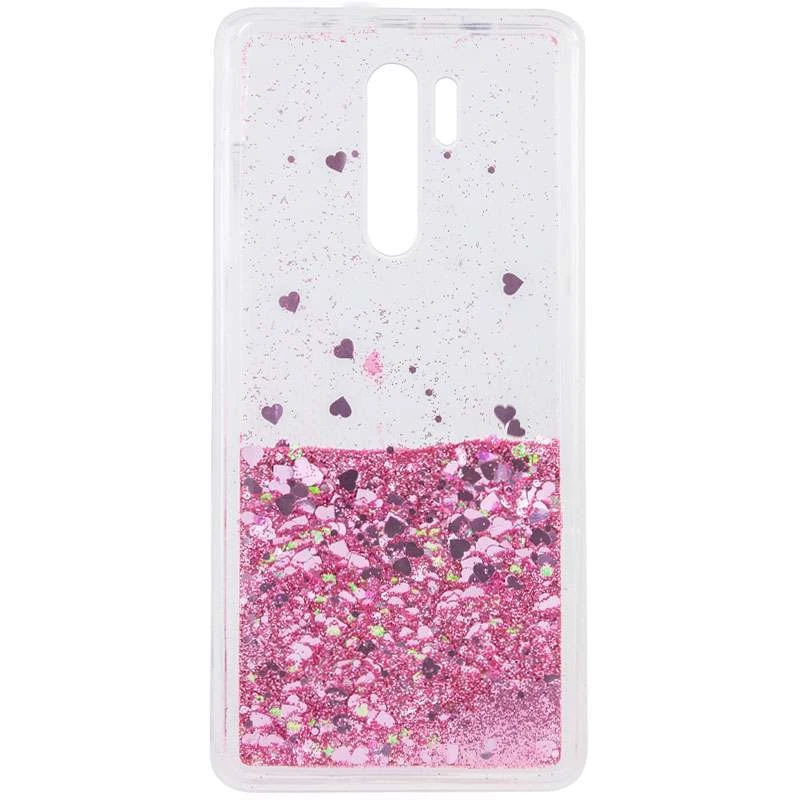 

Чехол Liquid hearts с блёстками, которые переливаются, для Xiaomi Redmi 9 (Розовый), Рожевий