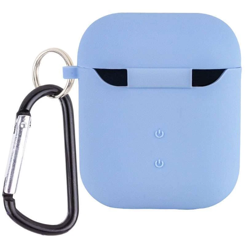 Силіконовий футляр з мікрофіброю для навушників Airpods 1/2 – Блакитний / Lilac Blue. Фото 2 з 6