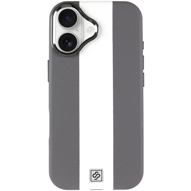 Кожаный чехол Rally with MagSafe для Apple iPhone 17 (6.3") – Grey / White. Фото 3 из 6
