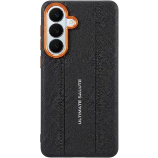 TPU+PC Vegan Leather Case with Metal Camera Frame для Samsung Galaxy S26 — Black