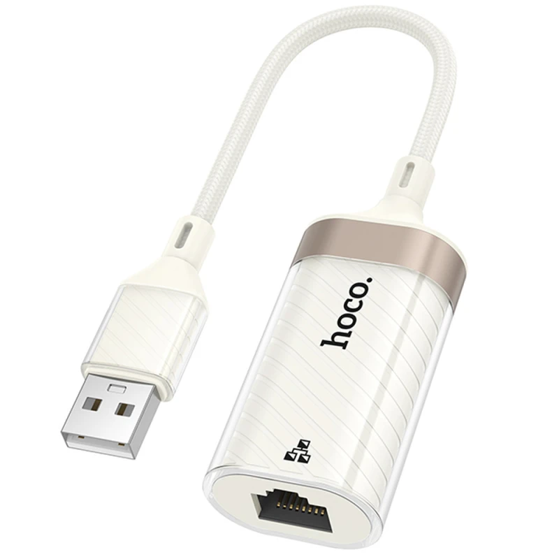 Перехідник Hoco UA41 Crystal USB to RJ45 100 Mbs (0.15m) фото 1 з 1