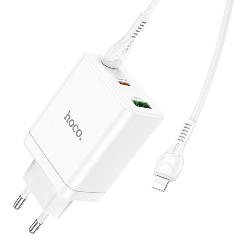 МЗП Hoco N33 Start PD35W (2C/1A) + Type-C to Lightning – White. Фото 4 з 8