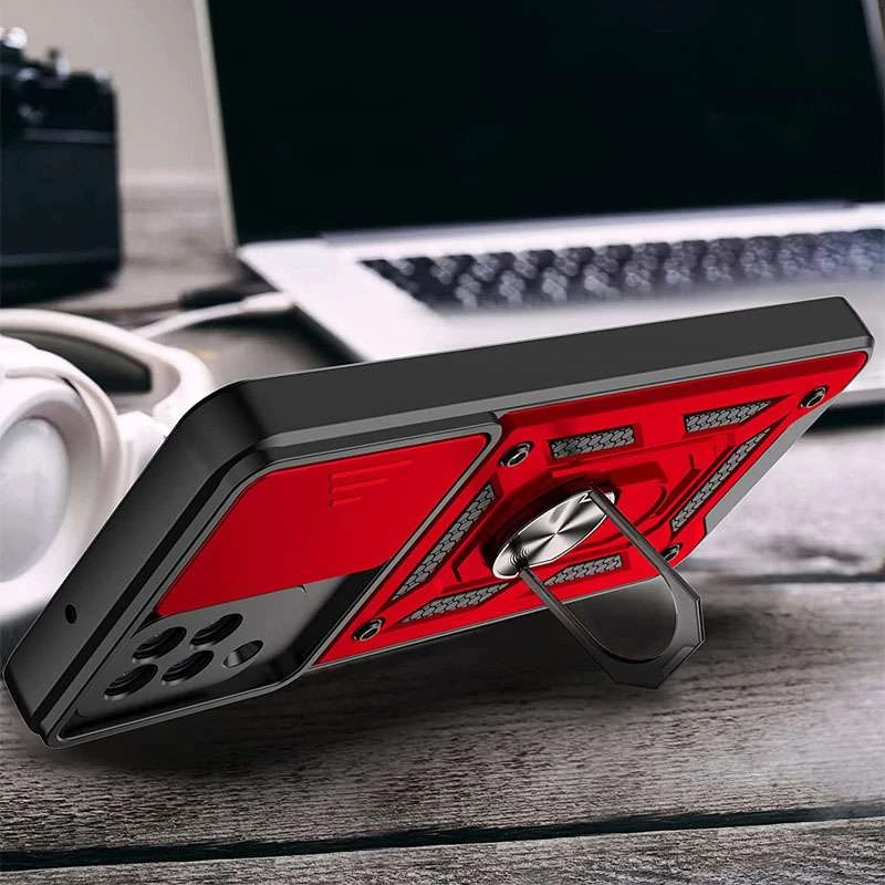 Ударопрочный чехол Serge Ring с защитой камеры для Samsung Galaxy A22 4G – Красный. Фото 3 из 4