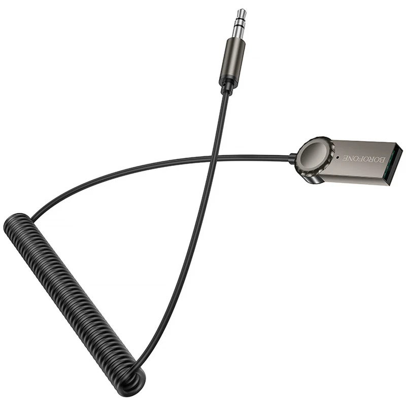 Bluetooth аудіо ресивер Borofone BC56 Peaceful with cable – Metal gray. Фото 2 з 6