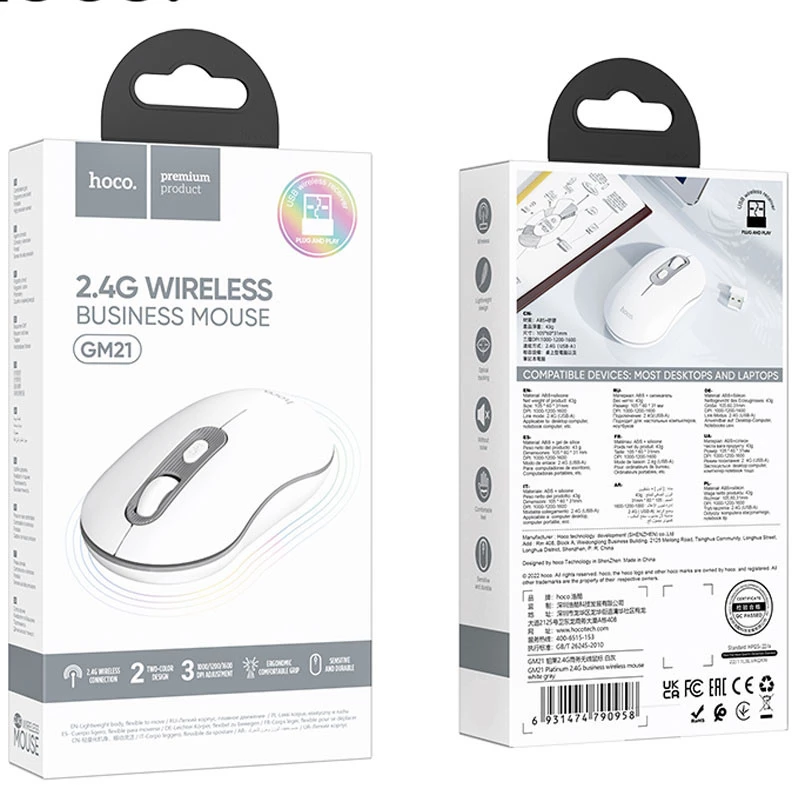 Миша Hoco GM21 Platinum – White Gray. Фото 4 з 4