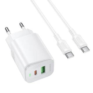 МЗП Borofone BAS83A Star PD20W+QC3.0 (1USB-A/1C) + кабель Type-C to Type-C фото 1 з 4
