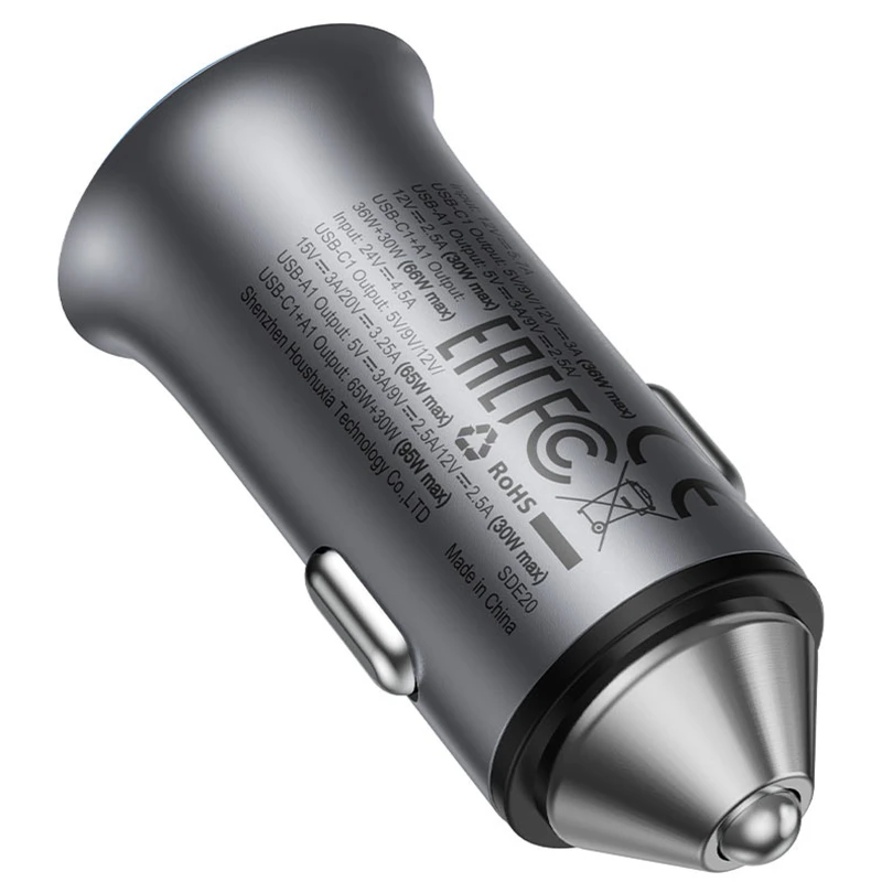 АЗУ Acefast B16 PD65W+QC3.0 total 95W (1USB-A/1C) – Gray. Фото 6 из 6