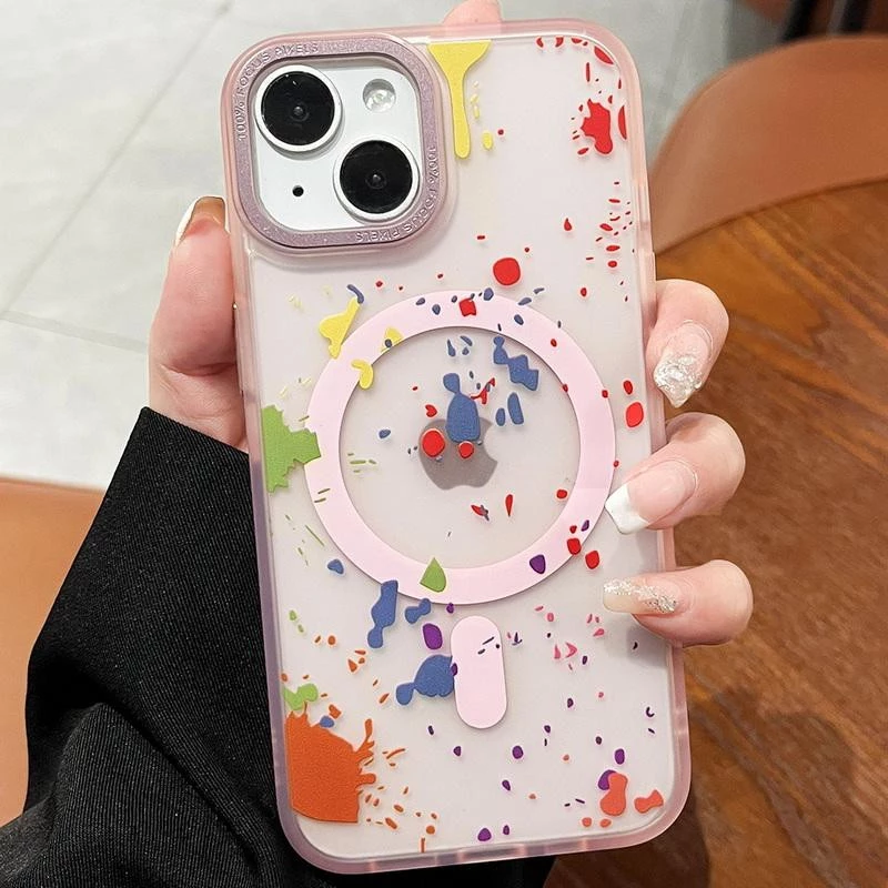 Чехол абстракция рисования с MagSafe для Apple iPhone 14 (6.1") – Baby Pink. Фото 2 из 3