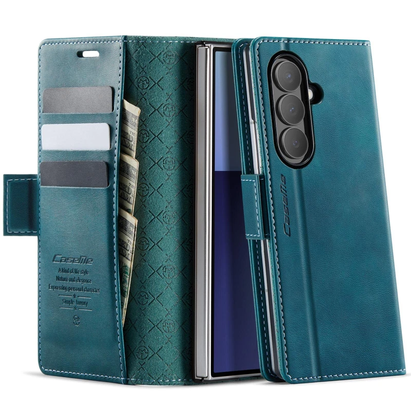 Кожаный чехол-книжка CaseMe Velvet Matte для Samsung Galaxy Z Fold7 – Green. Фото 2 из 5