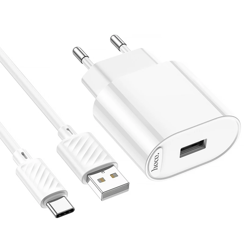 МЗП Hoco C109A Fighter 10.5W (1USB-A) + кабель USB to Type-C – White. Фото 4 з 6