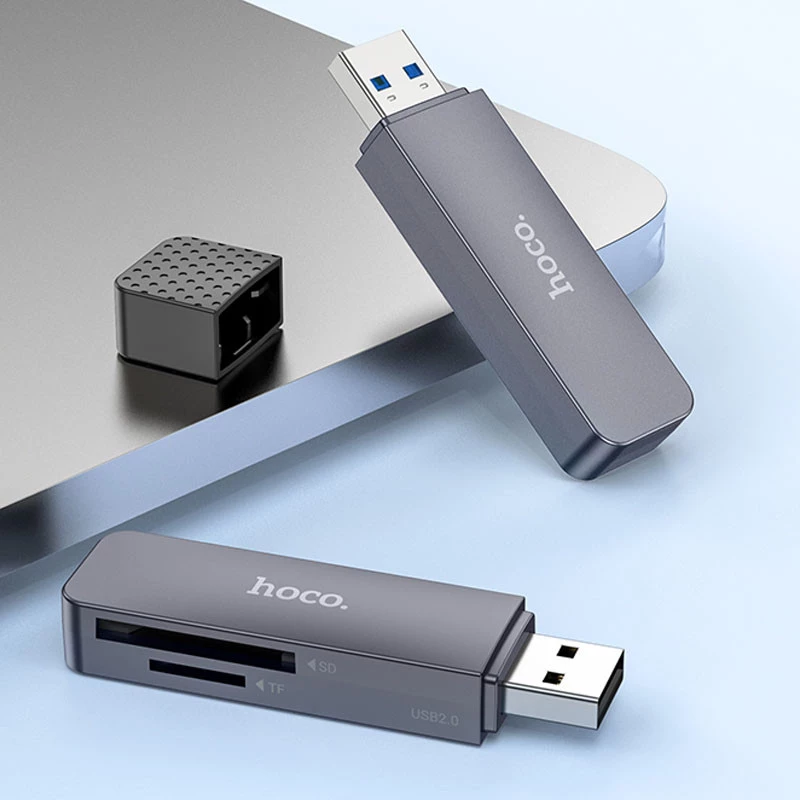 Картридер Hoco HB45 Spirit 2in1 USB 2.0 – Metal gray. Фото 4 из 7