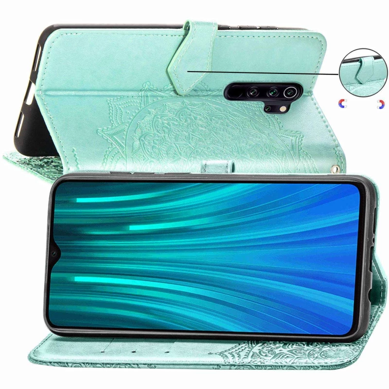 Кожаный чехол-книжка Art Case с визитницей для Xiaomi Redmi Note 8 Pro – Бирюзовый. Фото 7 из 7